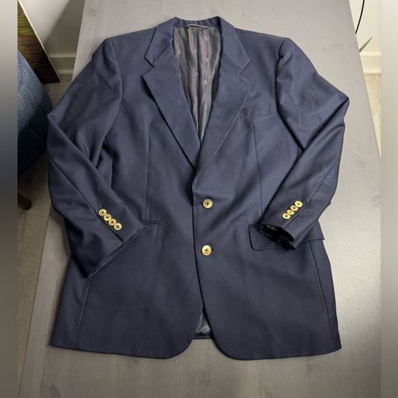 Vintage Navy Wool Christian Dior Blazer With Gold Buttons 41R - Picture 3 of 10